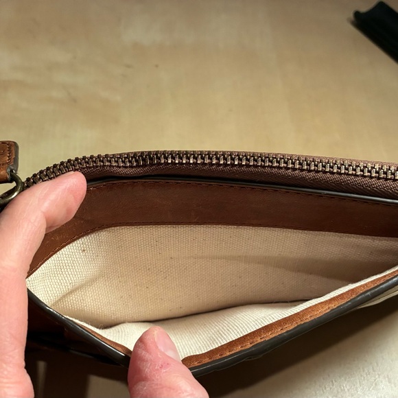 Frye Melissa Leather Snap Card Wallet Cognac Brown - Picture 3 of 5